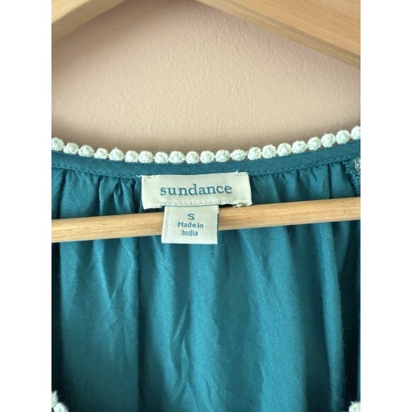 Sundance Teal Embroidered Floral Naomi Isles Top Boho Peasant Feminine Cottage S - Picture 9 of 9